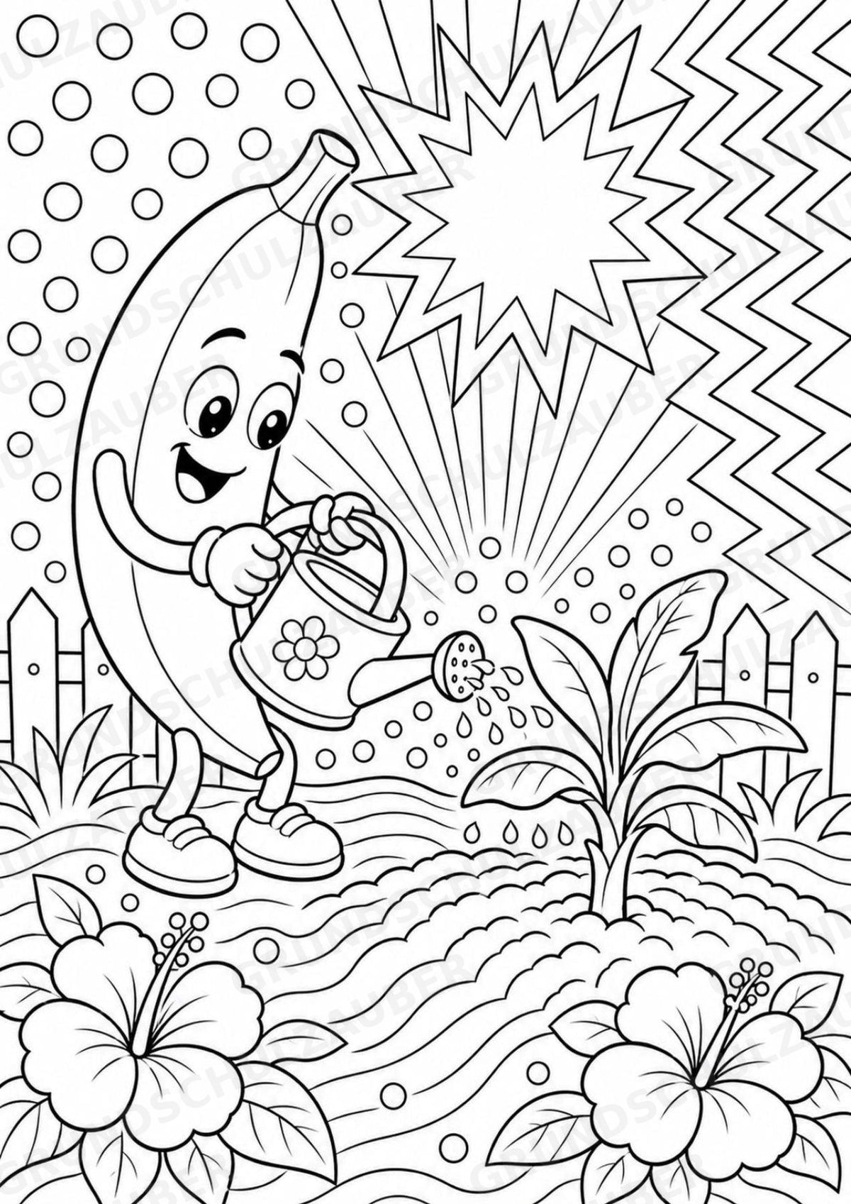 Banane POP Art Ausmalbilder 15 Malvorlagen – Materialseite 2