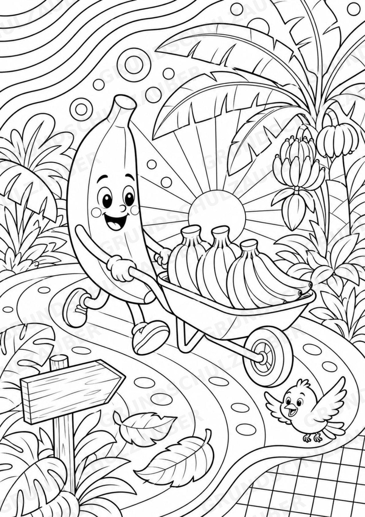 Banane POP Art Ausmalbilder 15 Malvorlagen – Materialseite 4