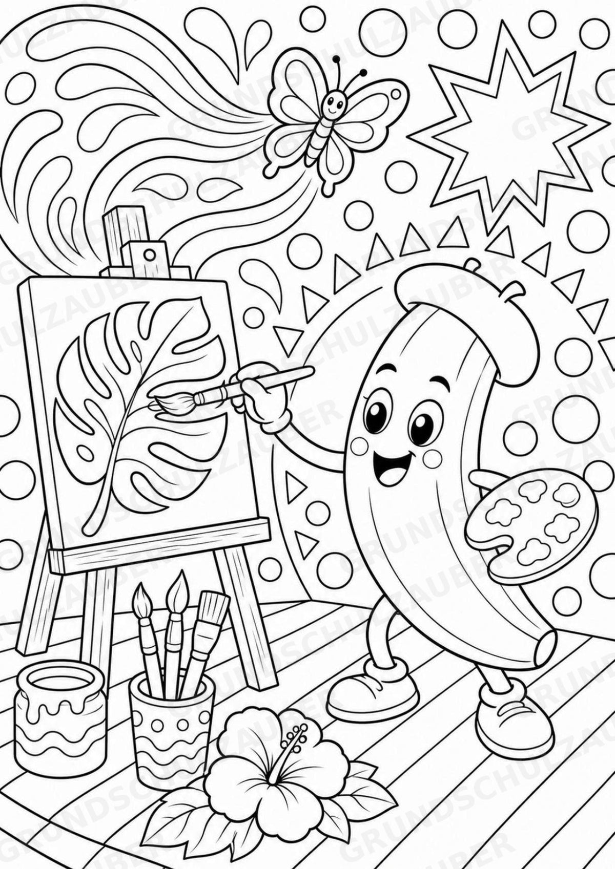 Banane POP Art Ausmalbilder 15 Malvorlagen – Materialseite 6