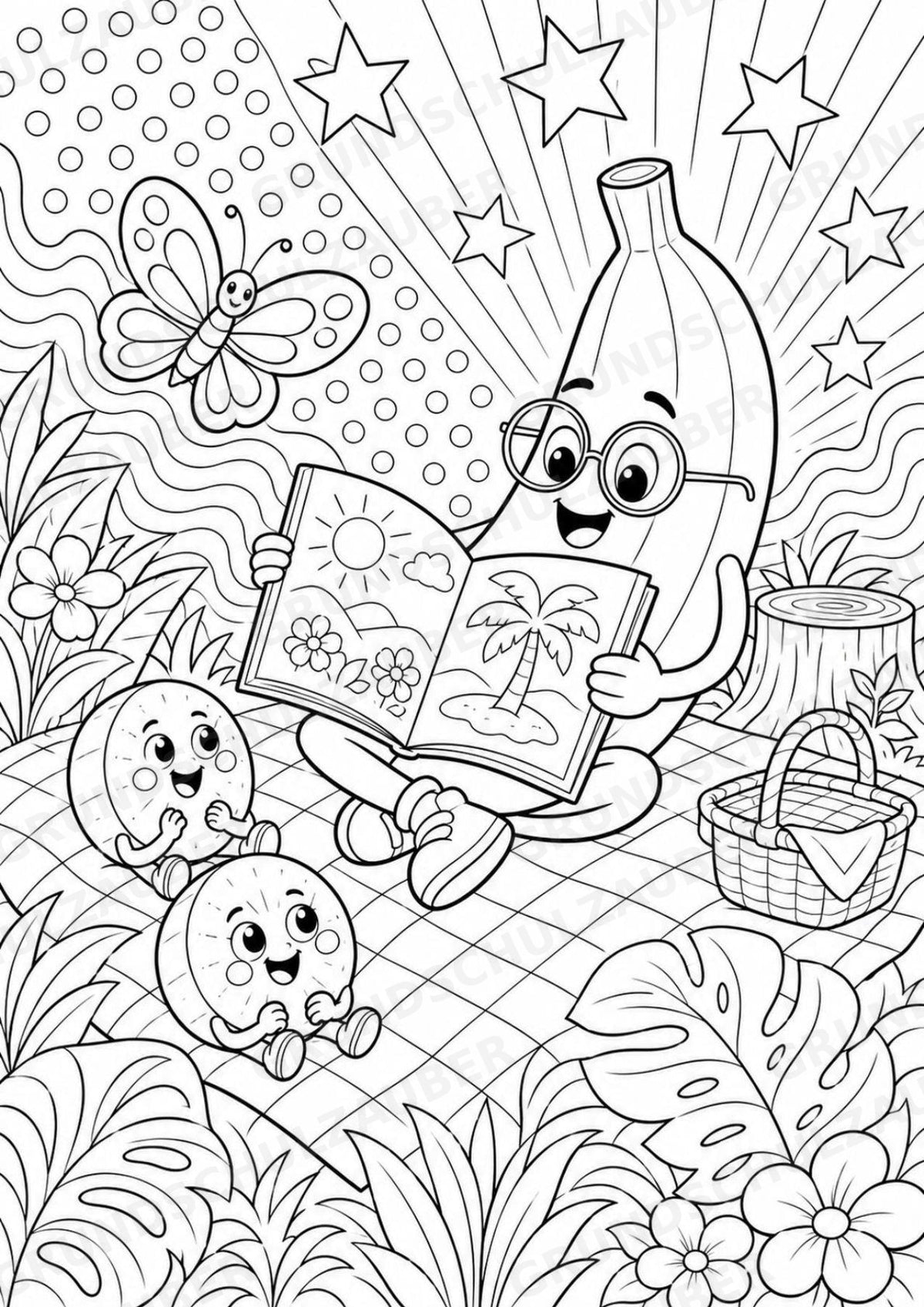 Banane POP Art Ausmalbilder 15 Malvorlagen – Materialseite 10