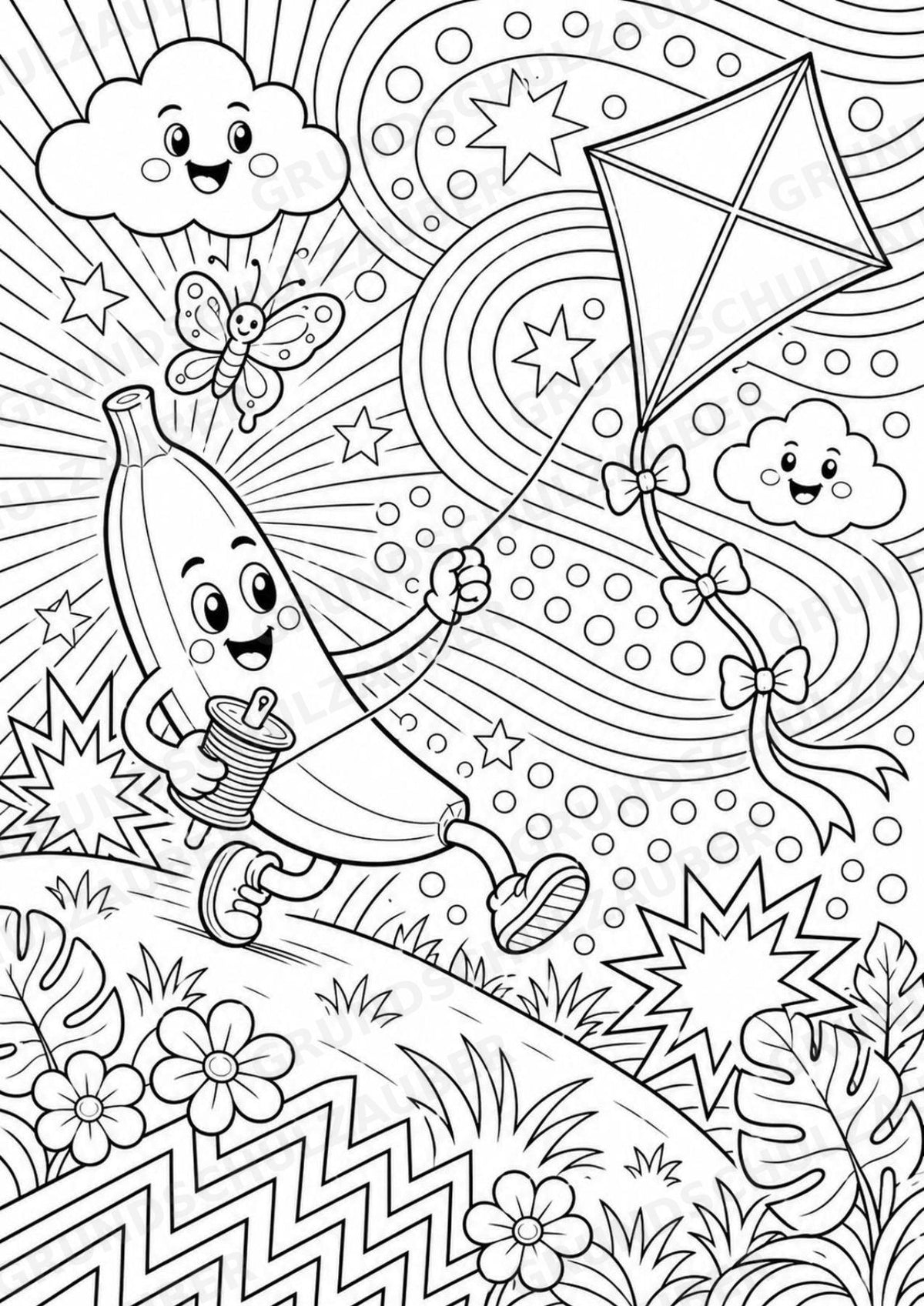 Banane POP Art Ausmalbilder 15 Malvorlagen – Materialseite 16
