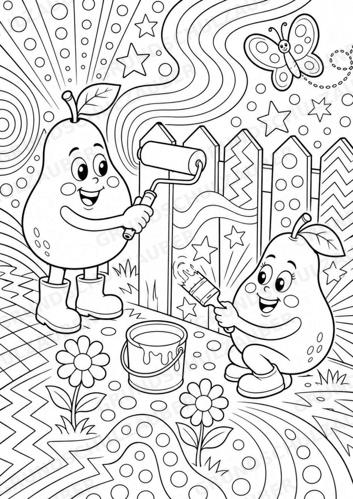 Birne POP Art Ausmalbilder 15 Malvorlagen – Materialseite 2