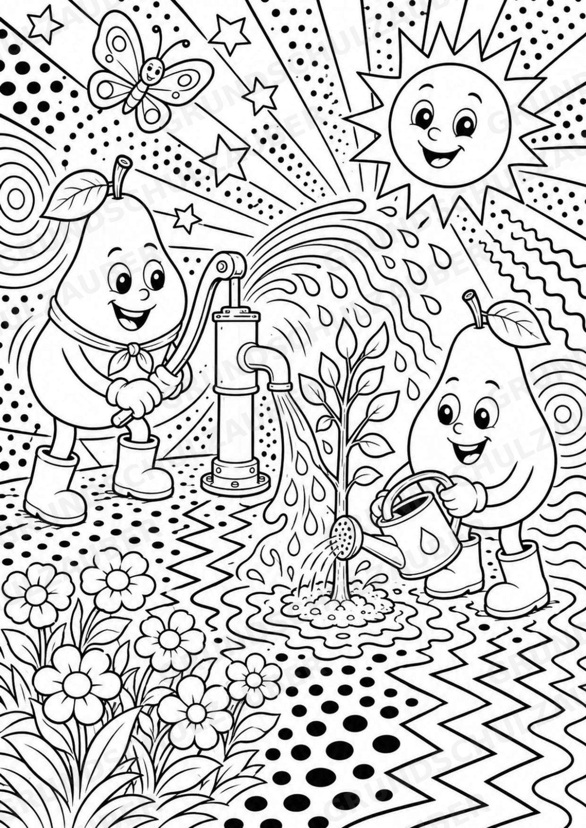 Birne POP Art Ausmalbilder 15 Malvorlagen – Materialseite 3