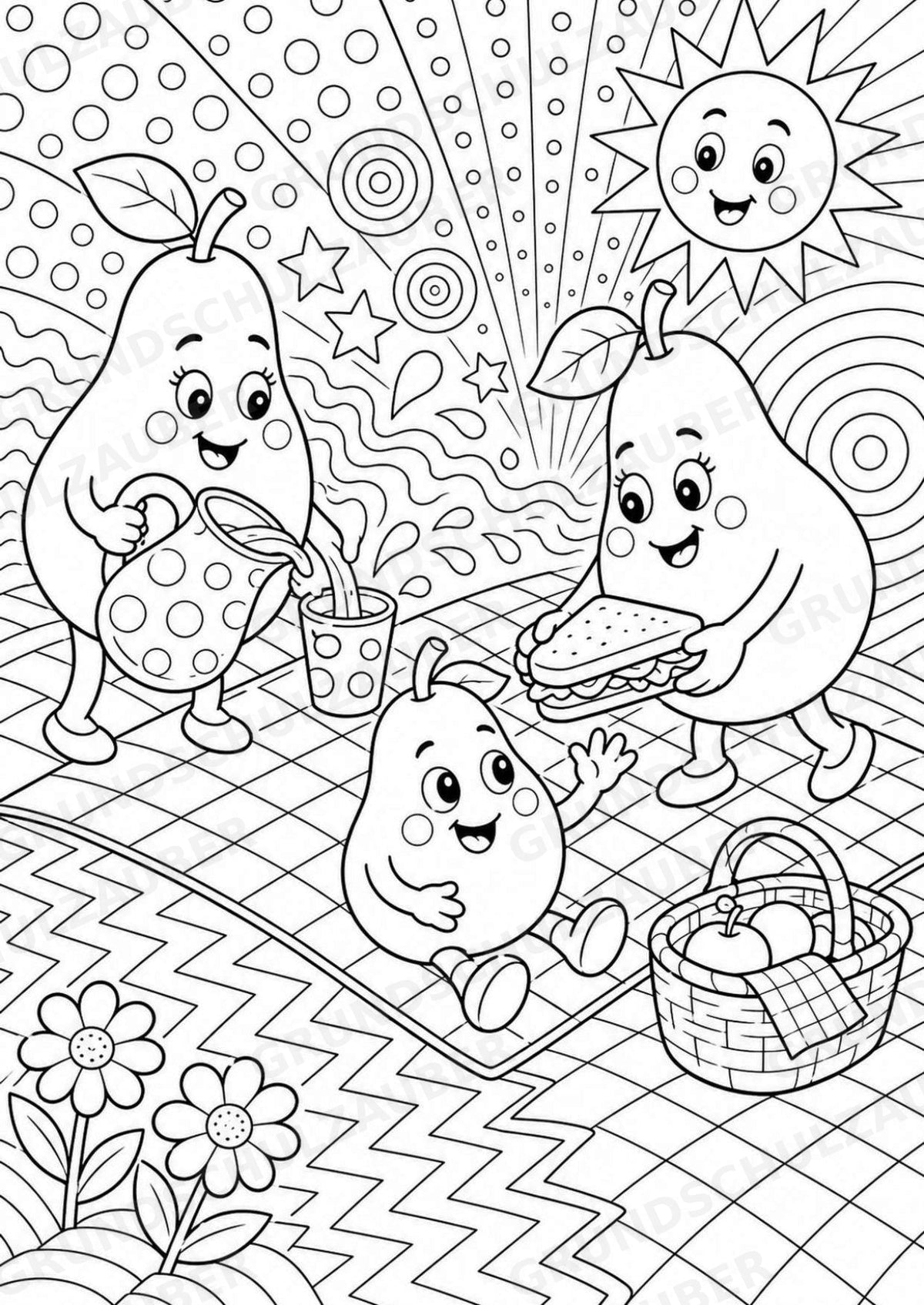 Birne POP Art Ausmalbilder 15 Malvorlagen – Materialseite 12