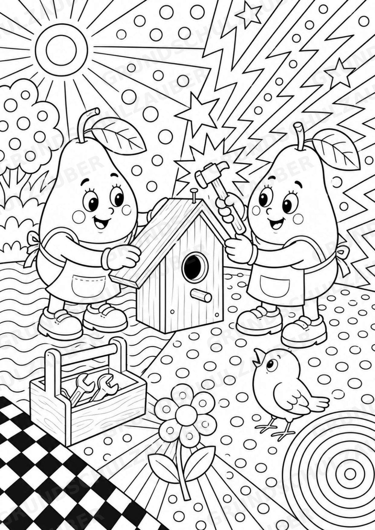 Birne POP Art Ausmalbilder 15 Malvorlagen – Materialseite 13