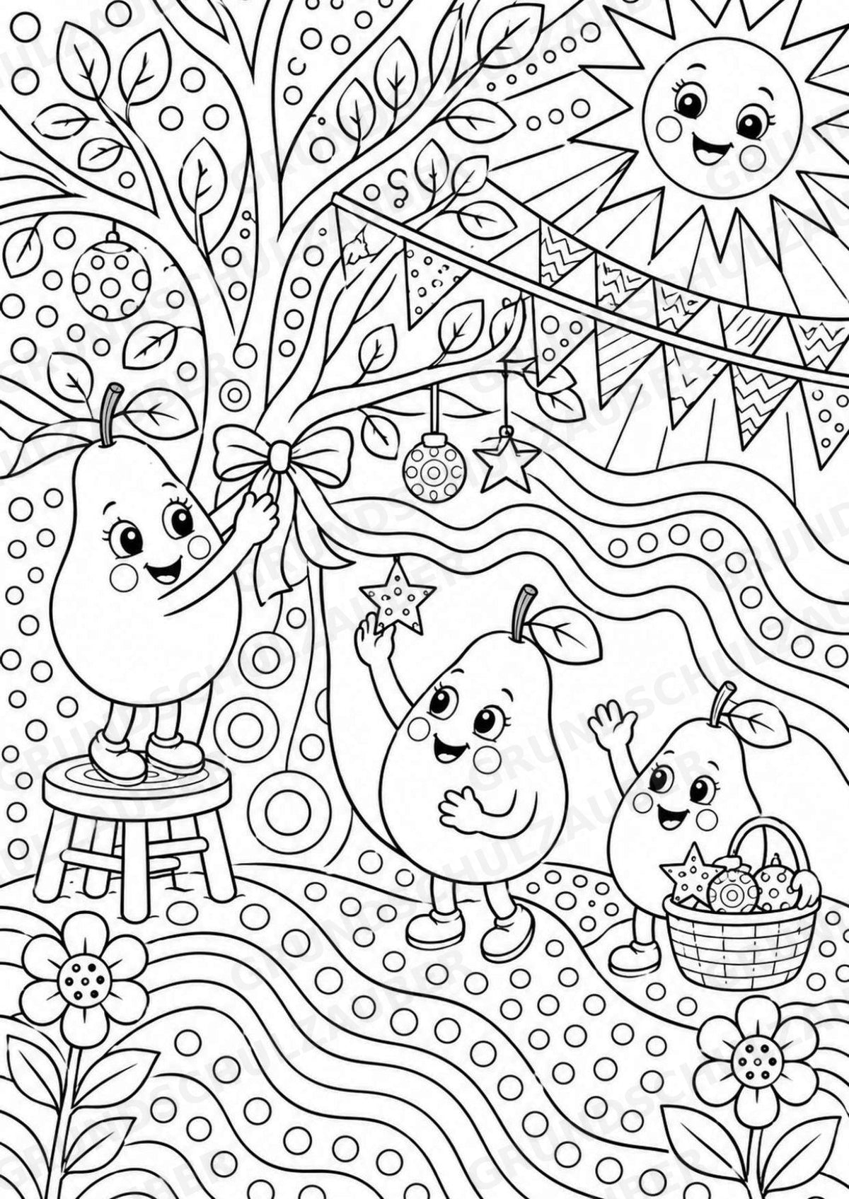 Birne POP Art Ausmalbilder 15 Malvorlagen – Materialseite 16