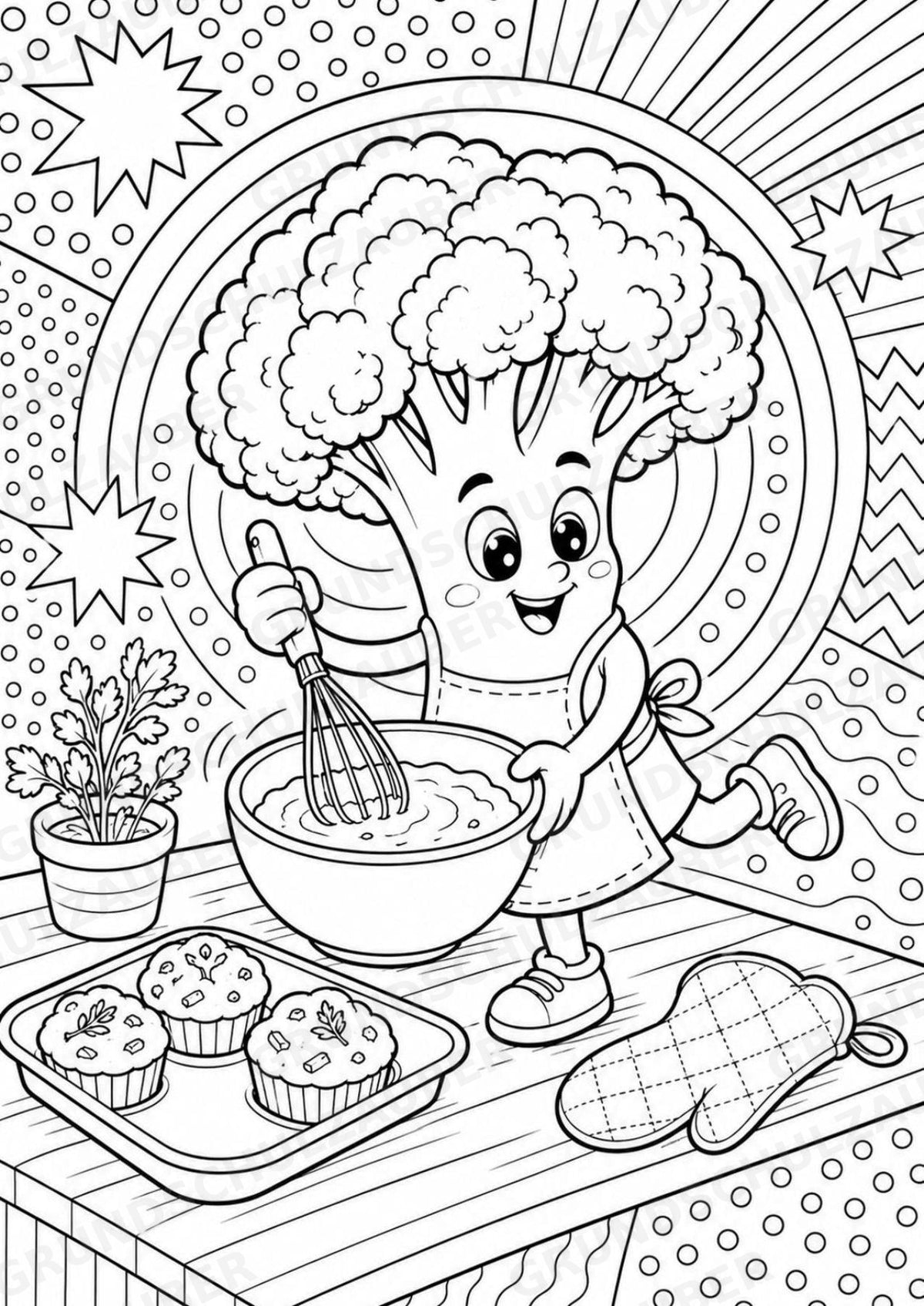 Brokkoli POP Art Ausmalbilder 15 Malvorlagen – Materialseite 12