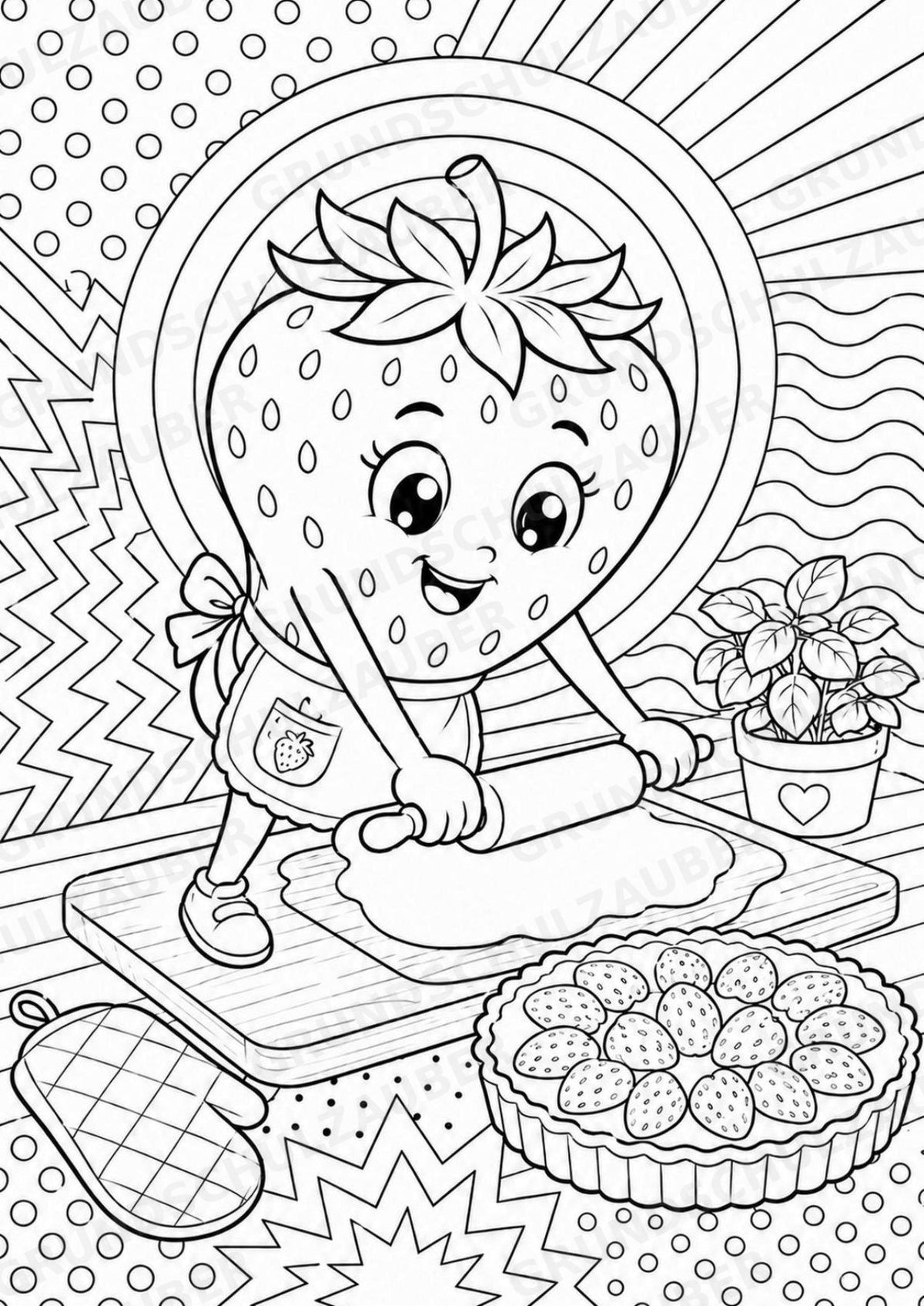 Erdbeere POP Art Ausmalbilder 15 Malvorlagen – Materialseite 12
