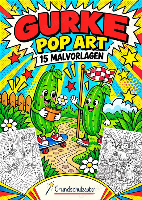 Gurke POP Art Ausmalbilder 15 Malvorlagen – Cover