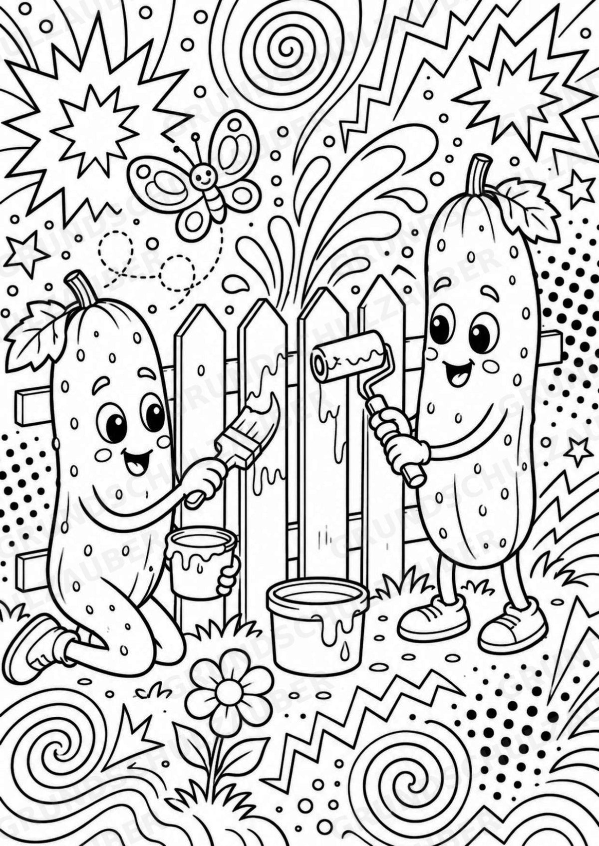 Gurke POP Art Ausmalbilder 15 Malvorlagen – Materialseite 8