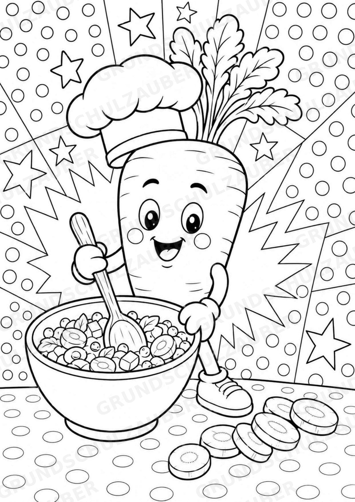 Karotte POP Art Ausmalbilder 15 Malvorlagen – Materialseite 6