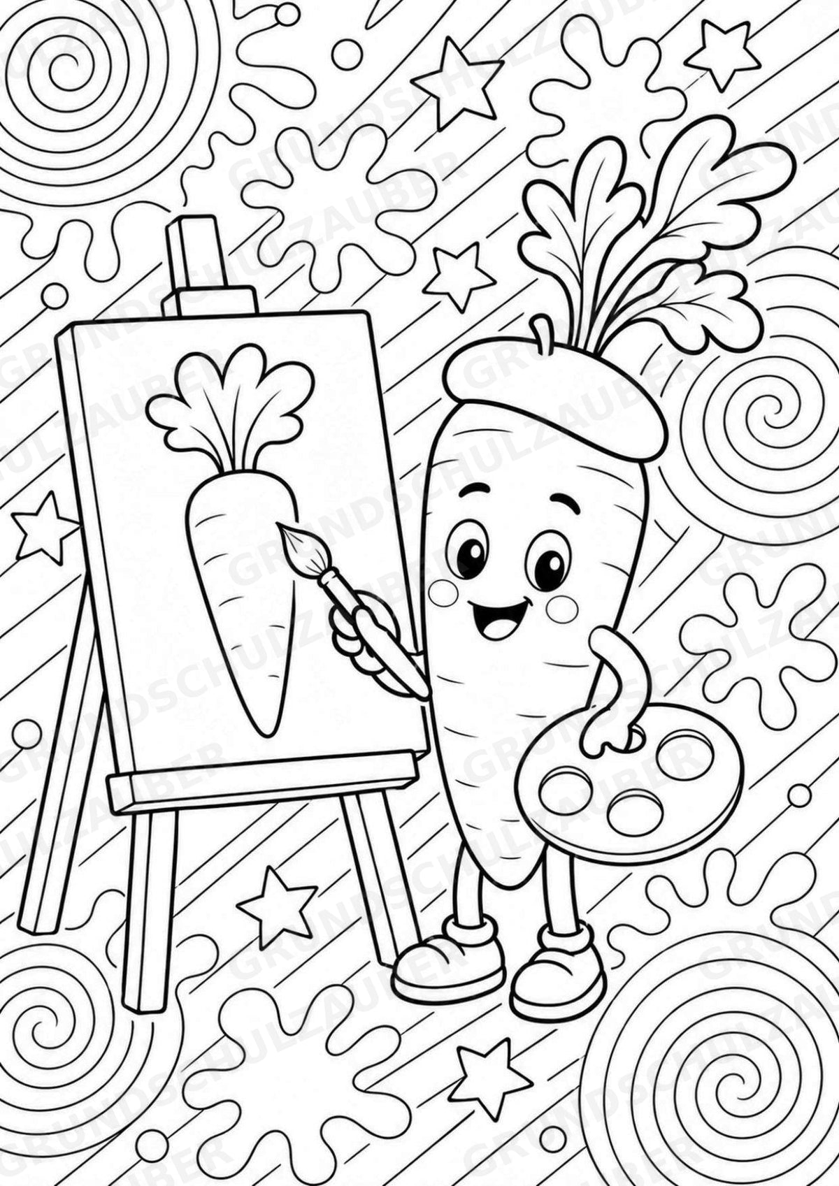 Karotte POP Art Ausmalbilder 15 Malvorlagen – Materialseite 9