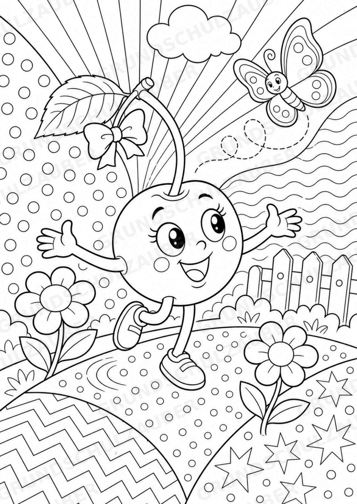 Kirsche POP Art Ausmalbilder 15 Malvorlagen – Materialseite 3