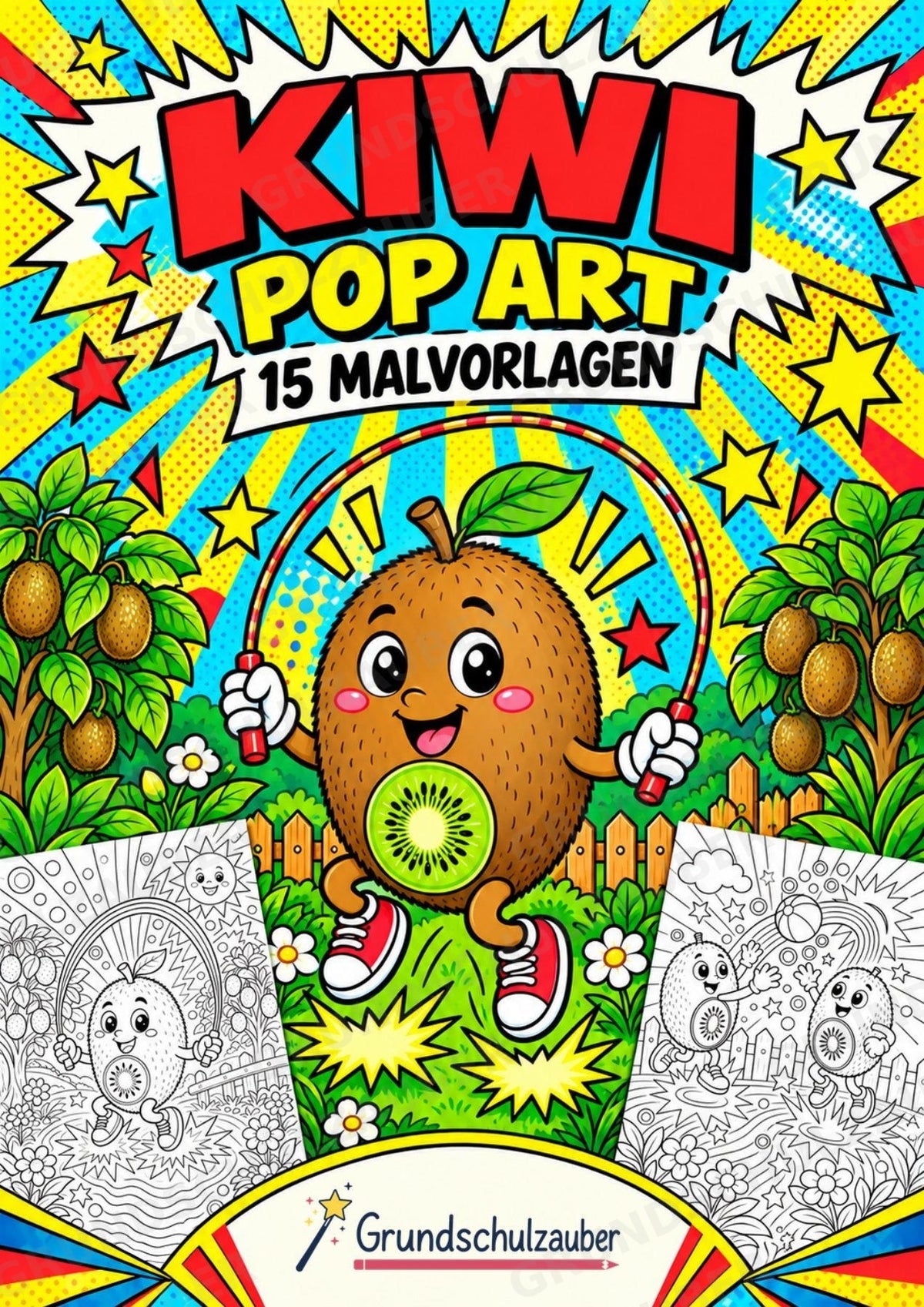 Kiwi POP Art Ausmalbilder 15 Malvorlagen – Cover