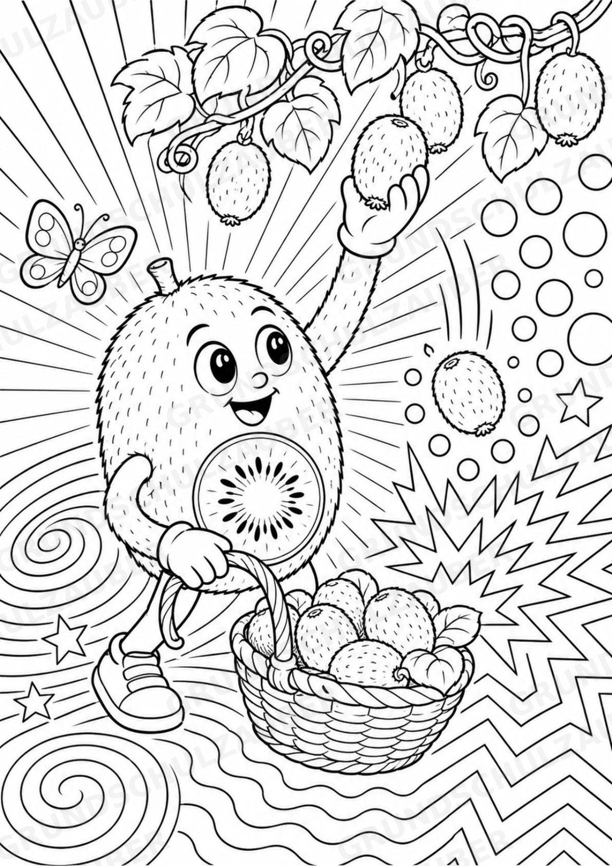 Kiwi POP Art Ausmalbilder 15 Malvorlagen – Materialseite 15