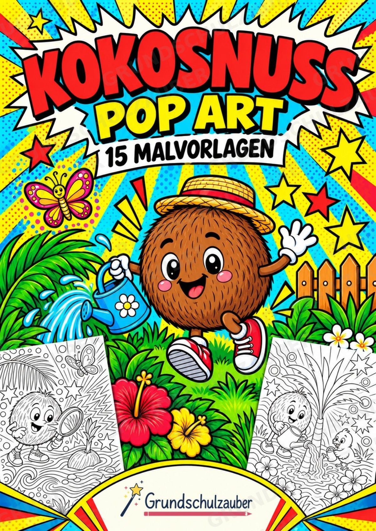 Kokosnuss POP Art Ausmalbilder 15 Malvorlagen – Cover