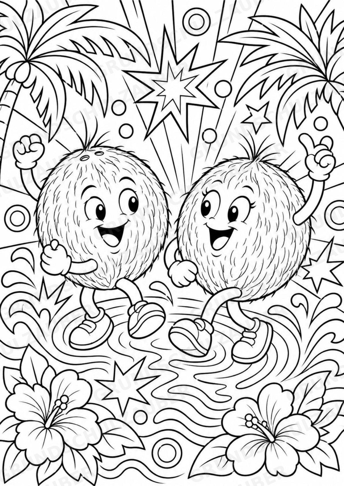 Kokosnuss POP Art Ausmalbilder 15 Malvorlagen – Materialseite 4