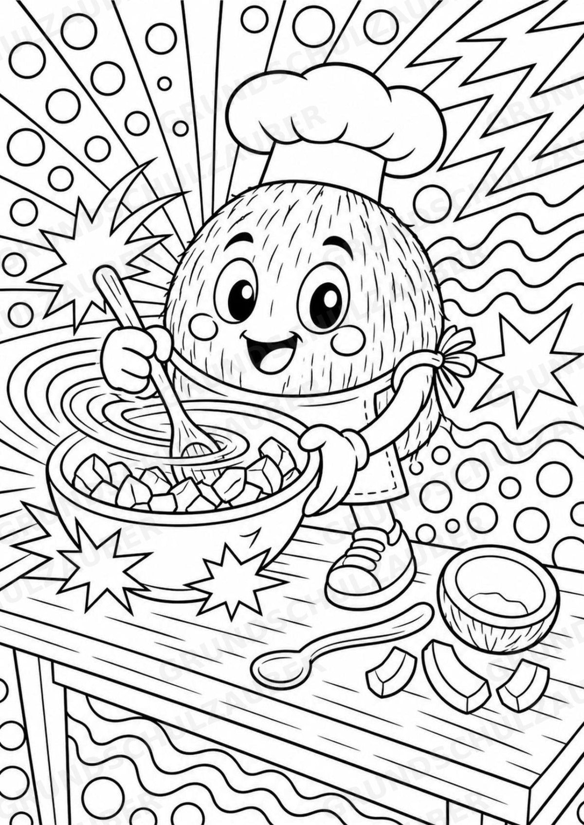 Kokosnuss POP Art Ausmalbilder 15 Malvorlagen – Materialseite 7