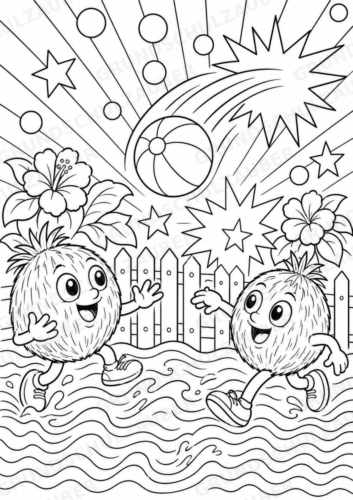 Kokosnuss POP Art Ausmalbilder 15 Malvorlagen – Materialseite 12