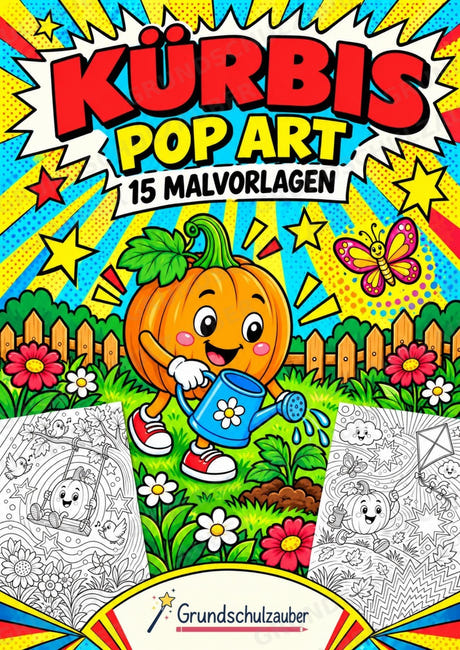Kürbis POP Art Ausmalbilder 15 Malvorlagen – Cover