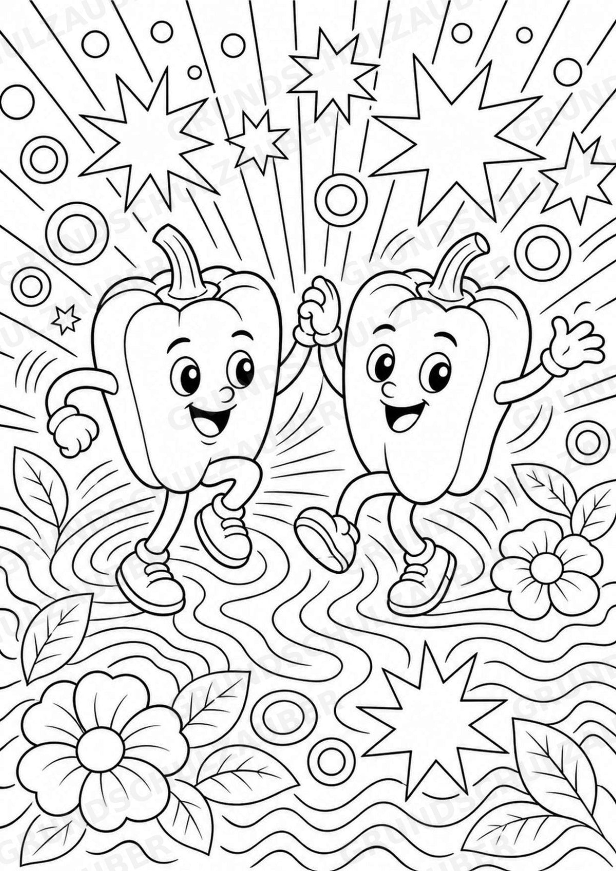 Paprika POP Art Ausmalbilder 15 Malvorlagen – Materialseite 4