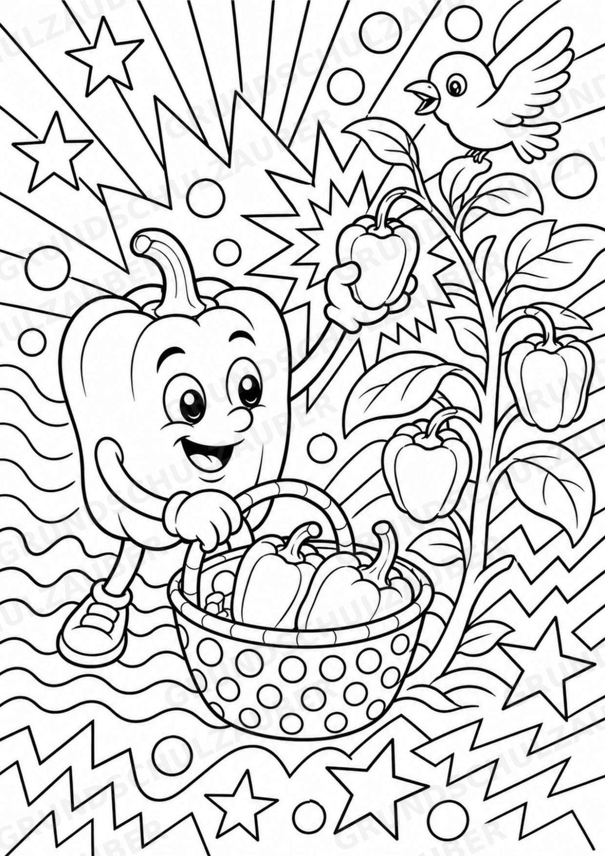 Paprika POP Art Ausmalbilder 15 Malvorlagen – Materialseite 5