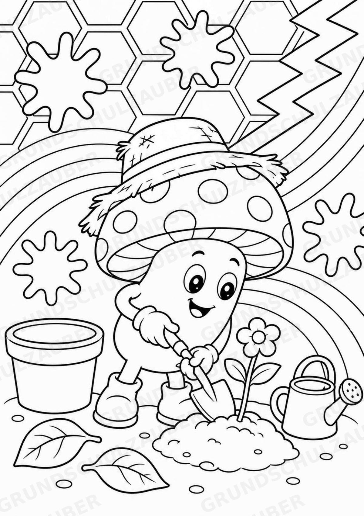 Pilze POP Art Ausmalbilder 15 Malvorlagen – Materialseite 4