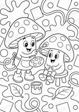 Pilze POP Art Ausmalbilder 15 Malvorlagen – Materialseite 6