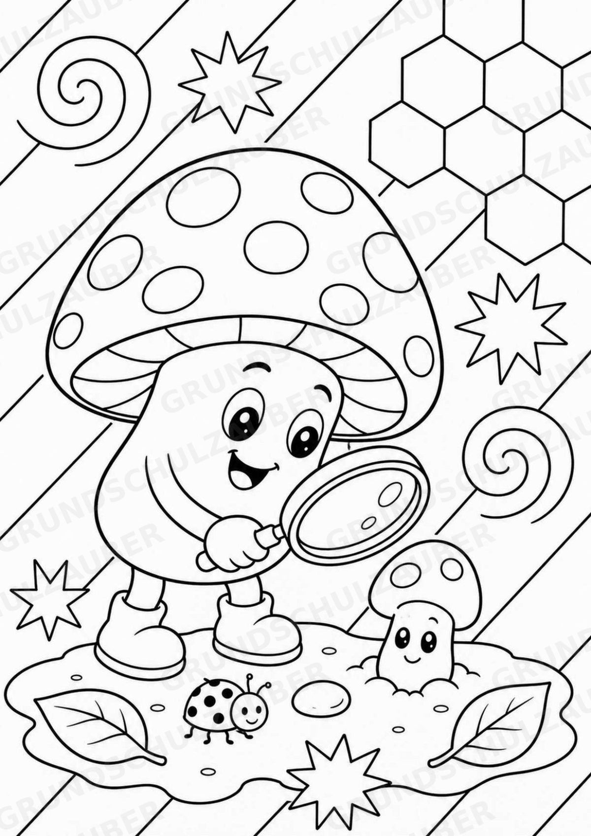 Pilze POP Art Ausmalbilder 15 Malvorlagen – Materialseite 10