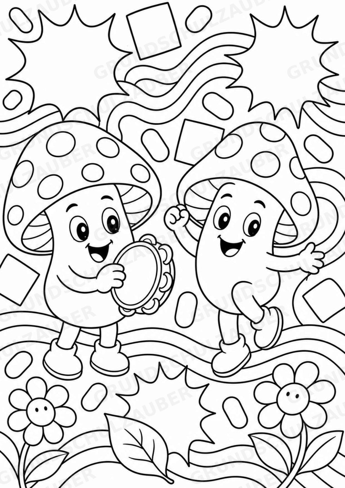 Pilze POP Art Ausmalbilder 15 Malvorlagen – Materialseite 14