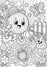 Wassermelone POP Art Ausmalbilder 15 Malvorlagen – Materialseite 2