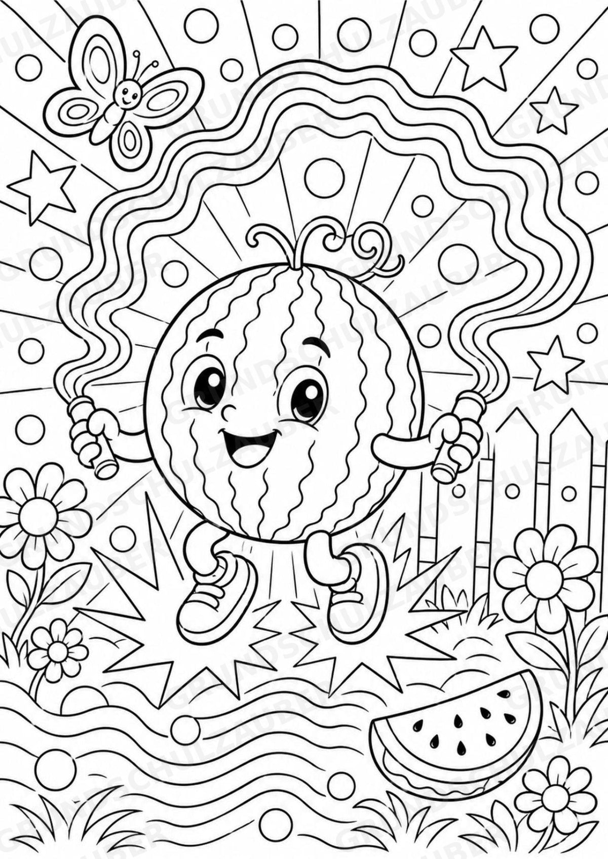 Wassermelone POP Art Ausmalbilder 15 Malvorlagen – Materialseite 3