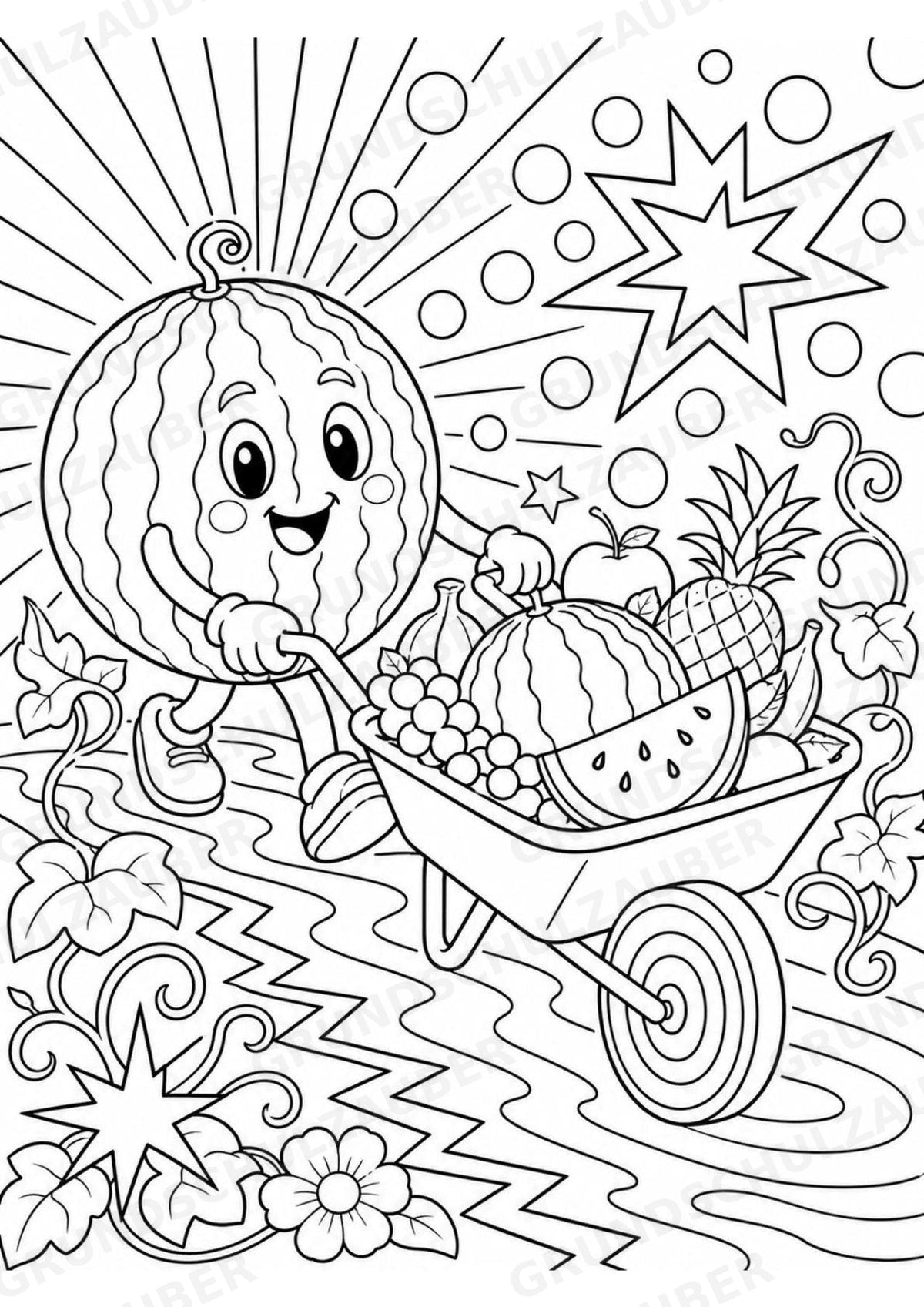 Wassermelone POP Art Ausmalbilder 15 Malvorlagen – Materialseite 9