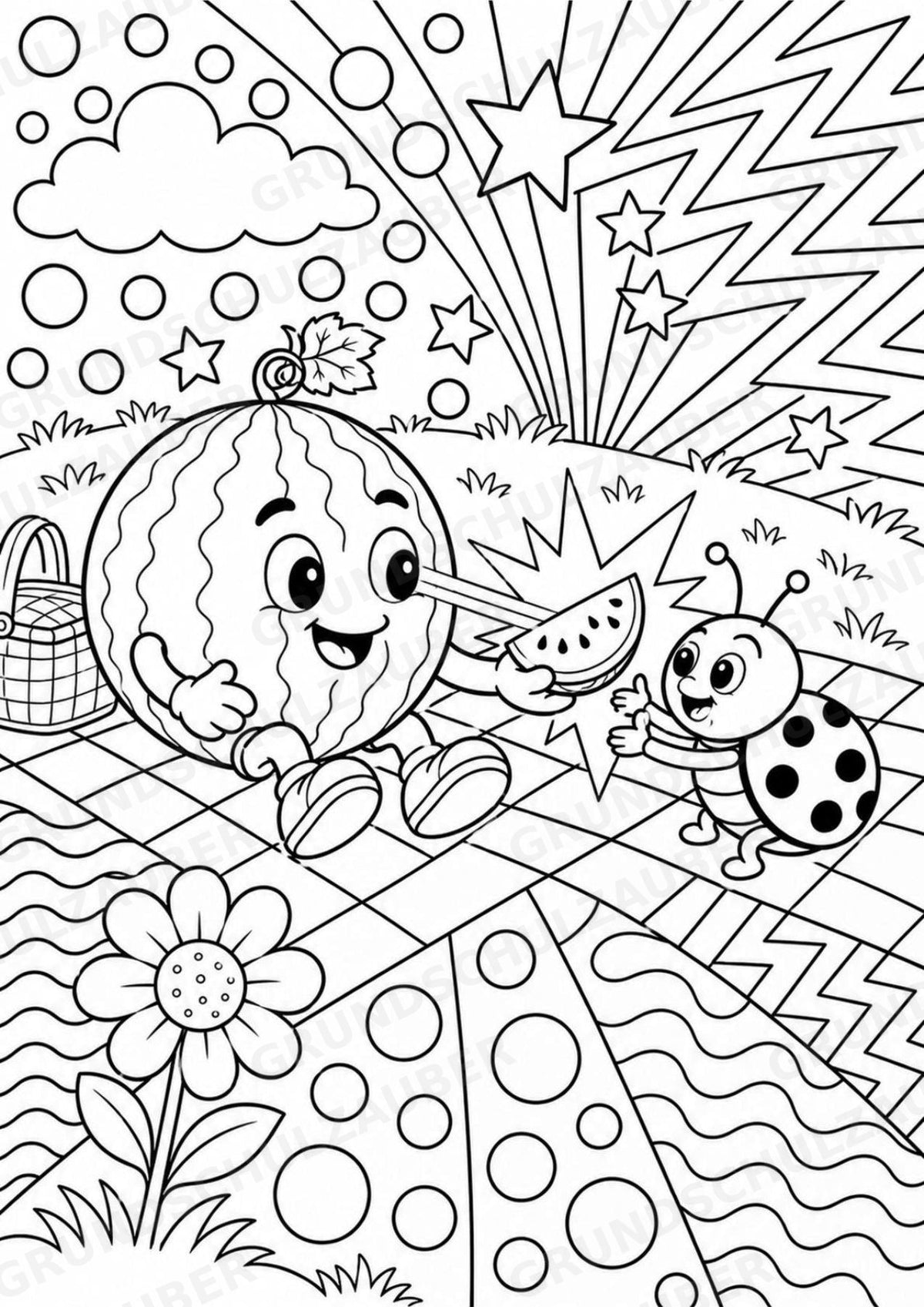 Wassermelone POP Art Ausmalbilder 15 Malvorlagen – Materialseite 12