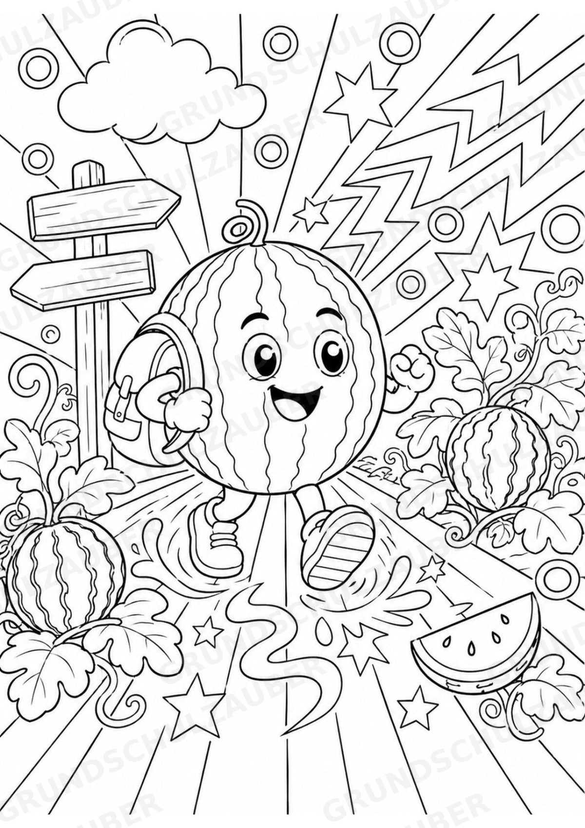 Wassermelone POP Art Ausmalbilder 15 Malvorlagen – Materialseite 16