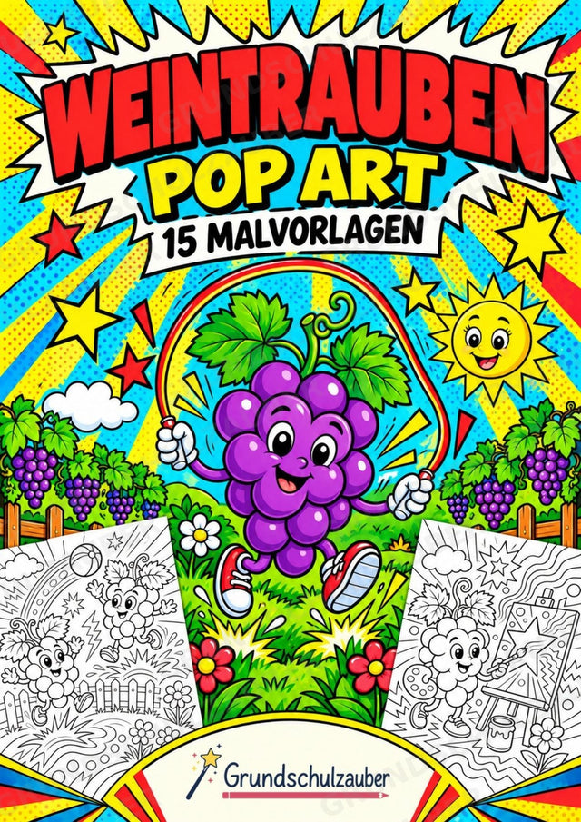 Weintrauben POP Art Ausmalbilder 15 Malvorlagen – Cover