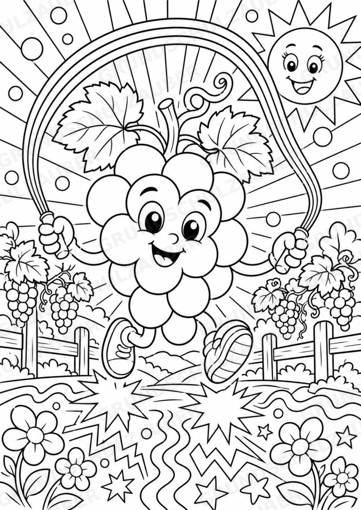 Weintrauben POP Art Ausmalbilder 15 Malvorlagen – Materialseite 2