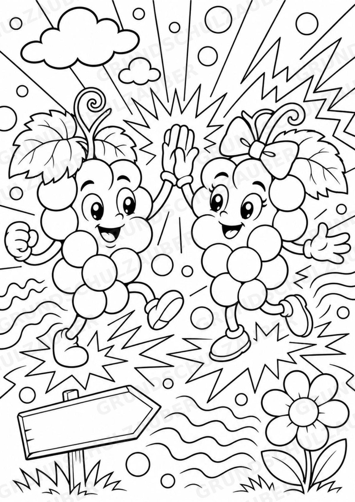 Weintrauben POP Art Ausmalbilder 15 Malvorlagen – Materialseite 3