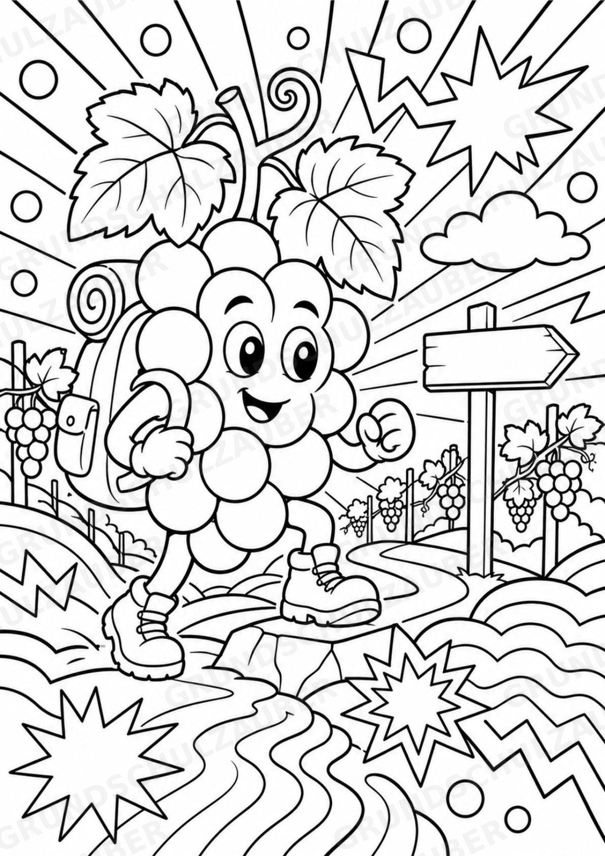 Weintrauben POP Art Ausmalbilder 15 Malvorlagen – Materialseite 10