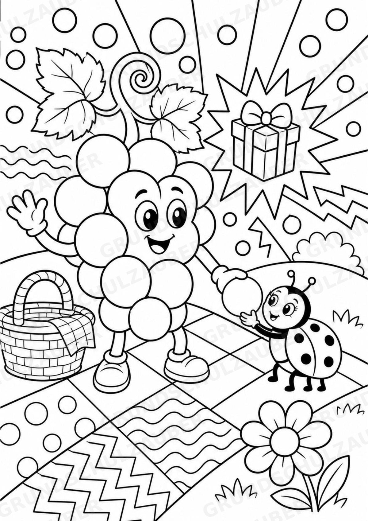 Weintrauben POP Art Ausmalbilder 15 Malvorlagen – Materialseite 14