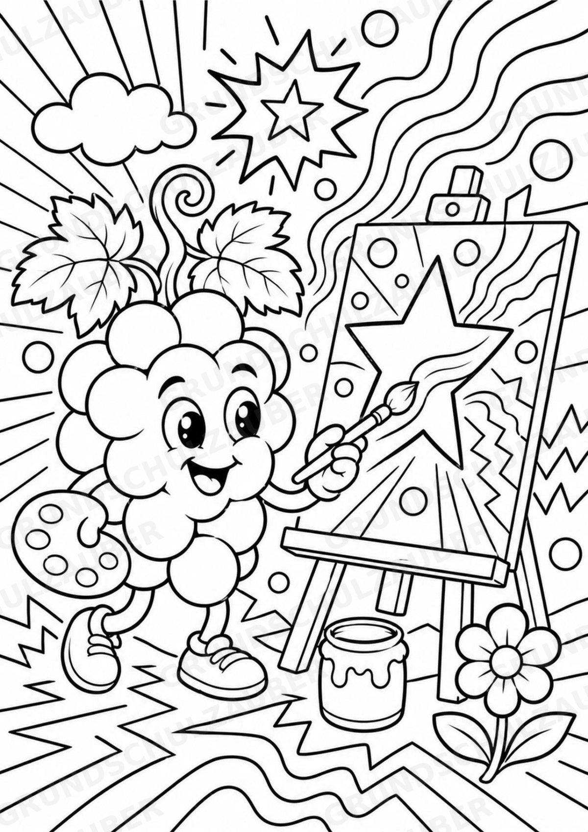 Weintrauben POP Art Ausmalbilder 15 Malvorlagen – Materialseite 16