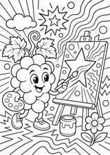 Weintrauben POP Art Ausmalbilder 15 Malvorlagen – Materialseite 16