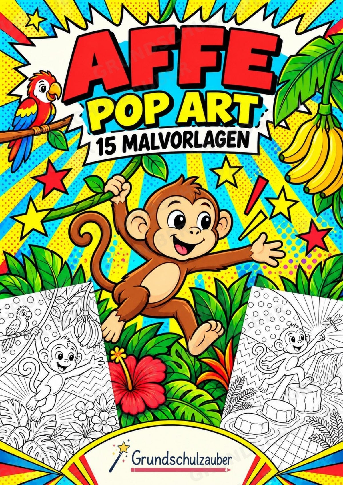 Affe POP Art Ausmalbilder 15 Malvorlagen – Cover