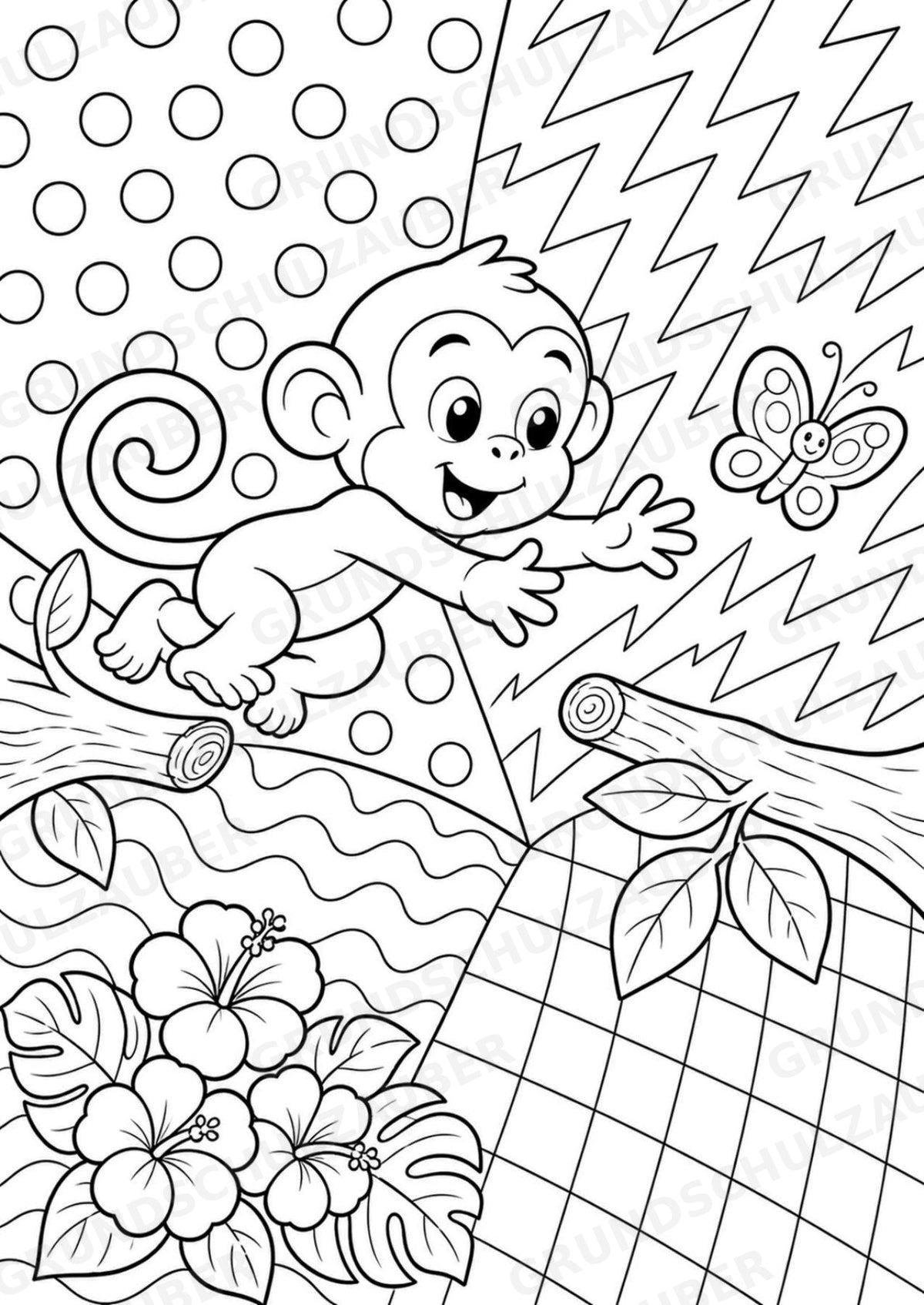 Affe POP Art Ausmalbilder 15 Malvorlagen – Materialseite 3