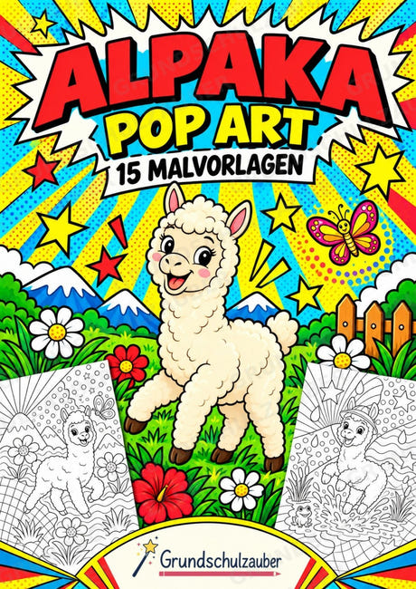Alpaka POP Art Ausmalbilder 15 Malvorlagen – Cover