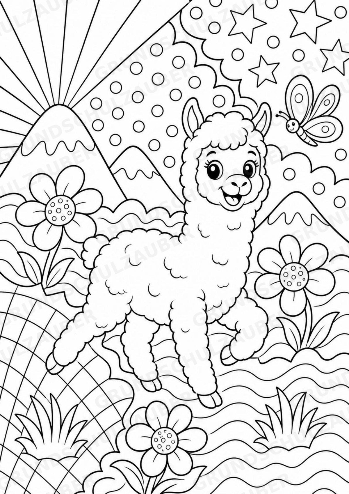 Alpaka POP Art Ausmalbilder 15 Malvorlagen – Materialseite 2