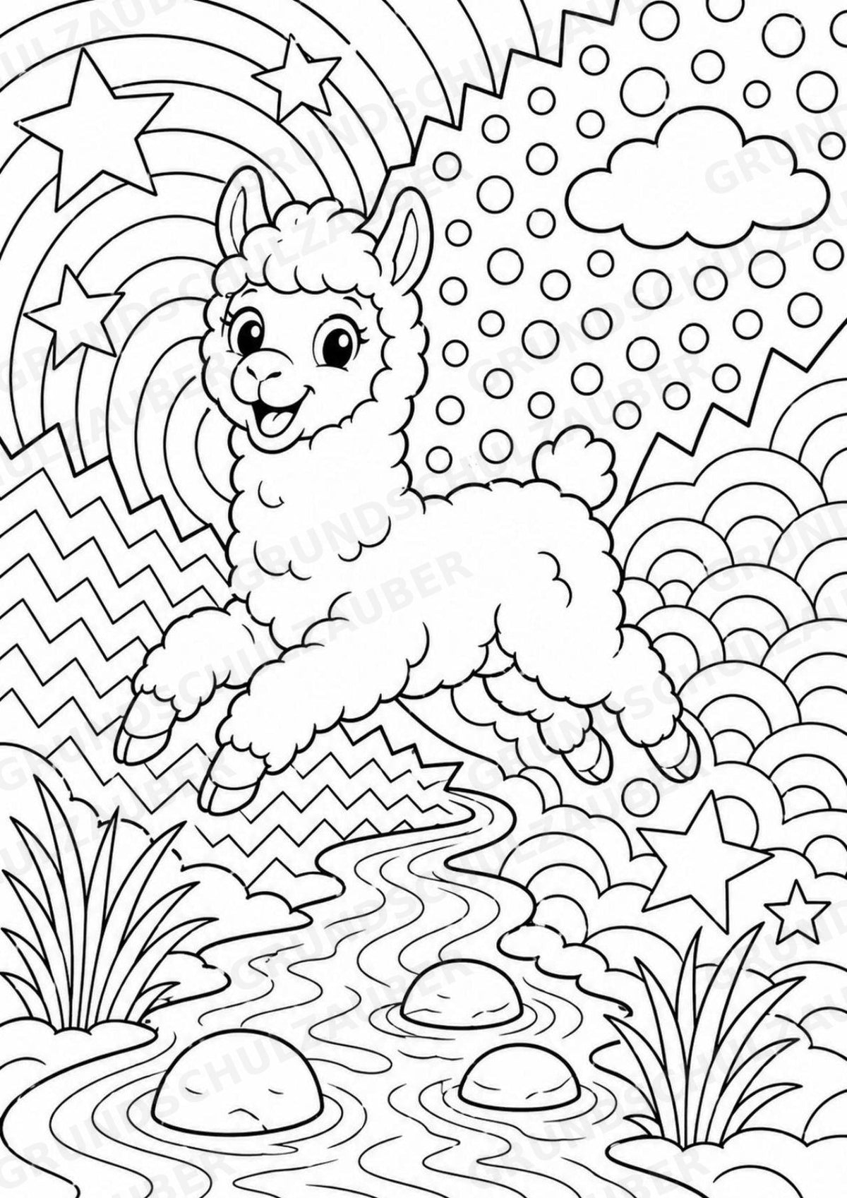 Alpaka POP Art Ausmalbilder 15 Malvorlagen – Materialseite 3