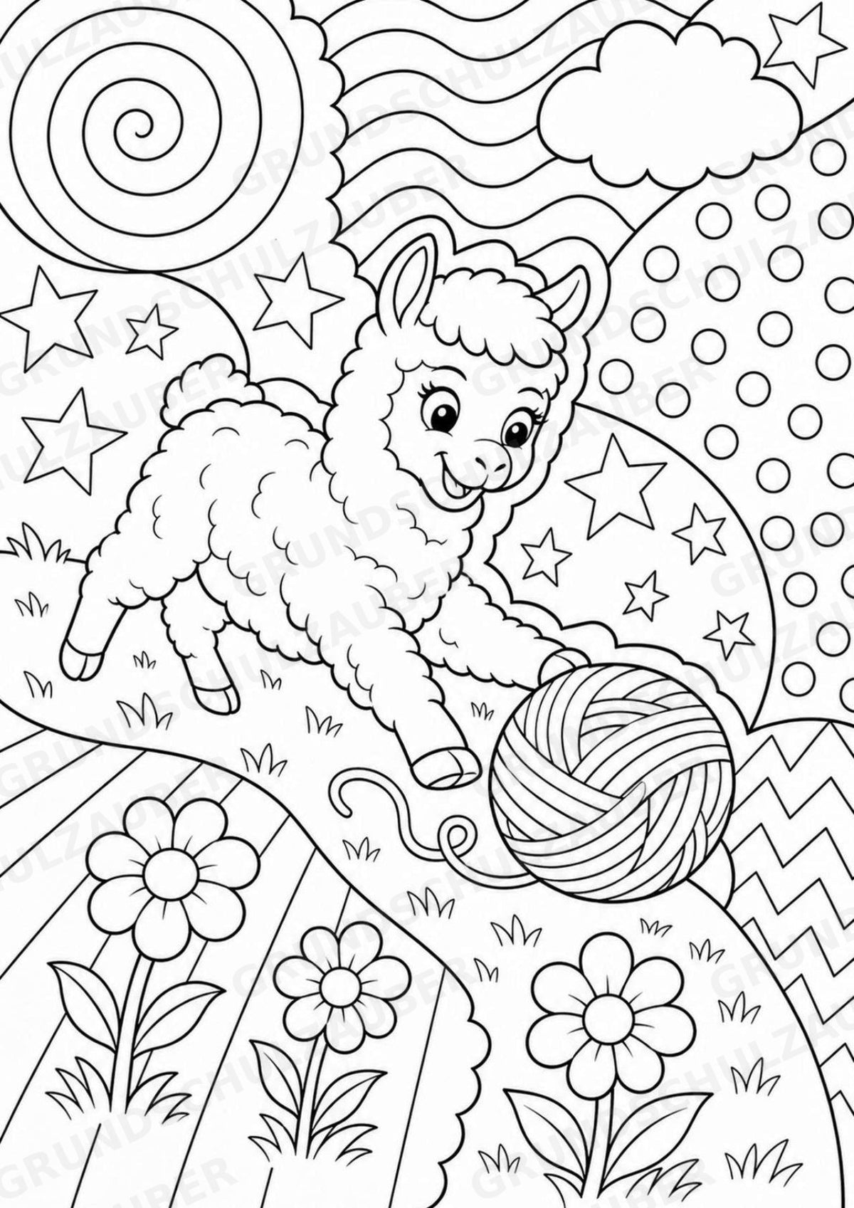 Alpaka POP Art Ausmalbilder 15 Malvorlagen – Materialseite 8