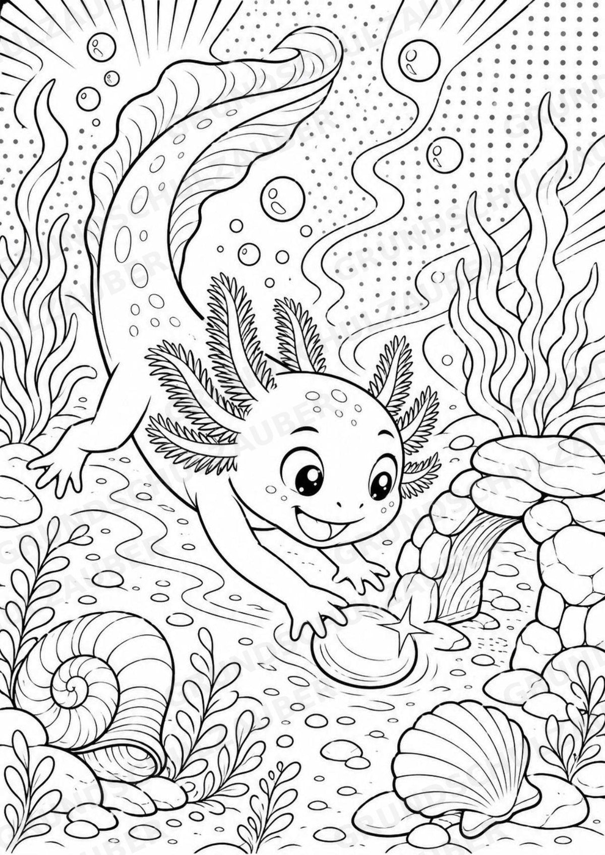 Axolotl POP Art Ausmalbilder 15 Malvorlagen – Materialseite 4