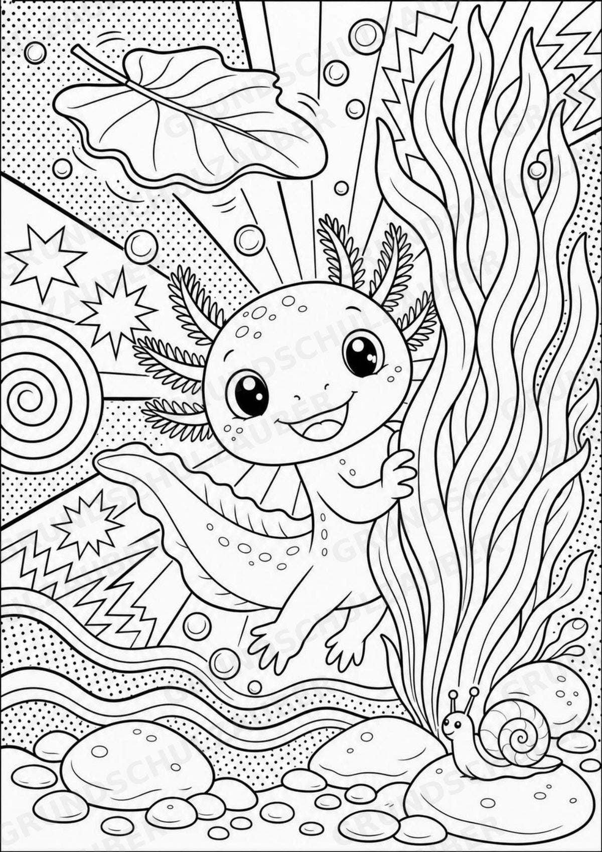Axolotl POP Art Ausmalbilder 15 Malvorlagen – Materialseite 5
